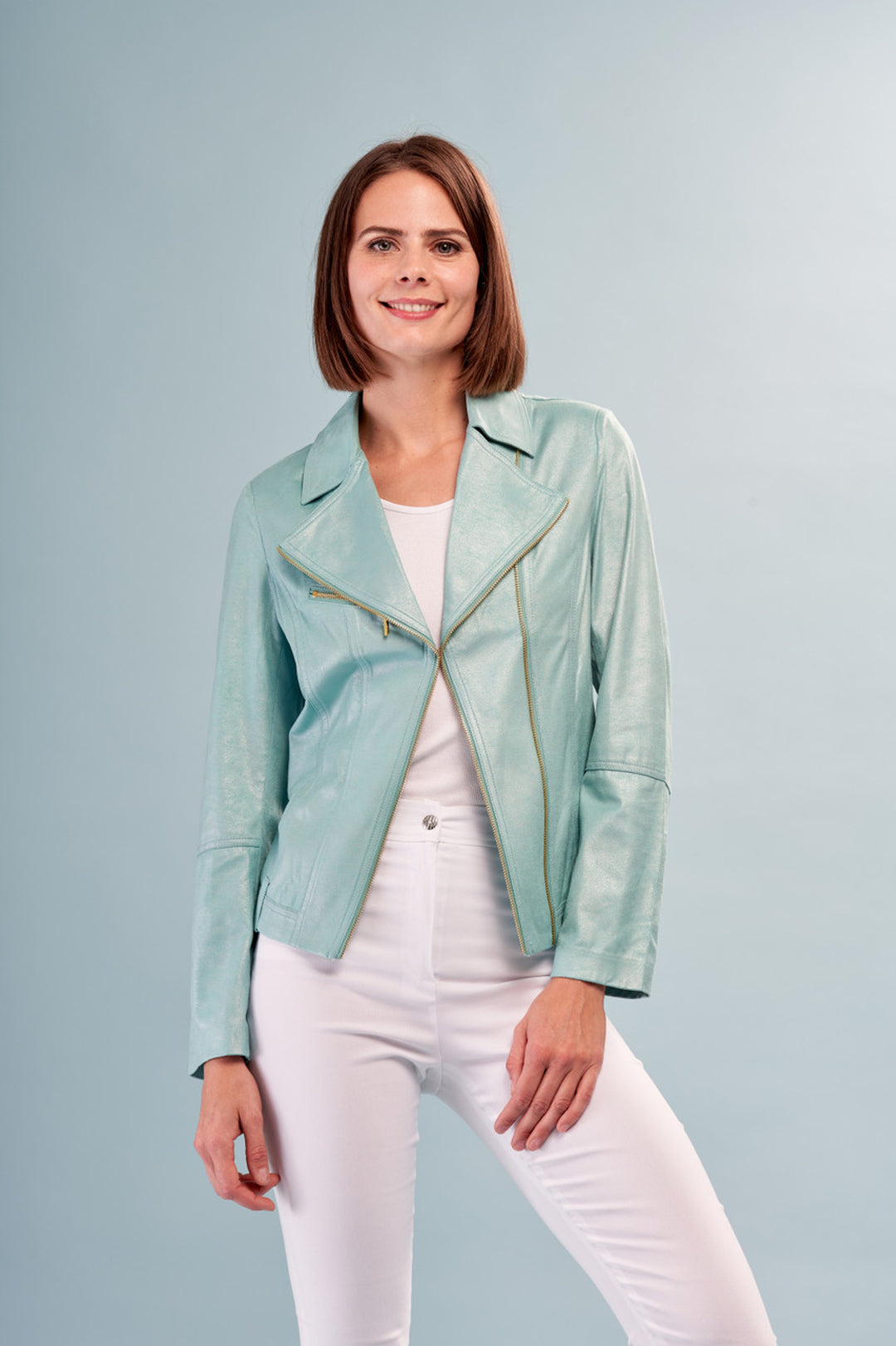 Vegan leather Moto Jacket Turquoise