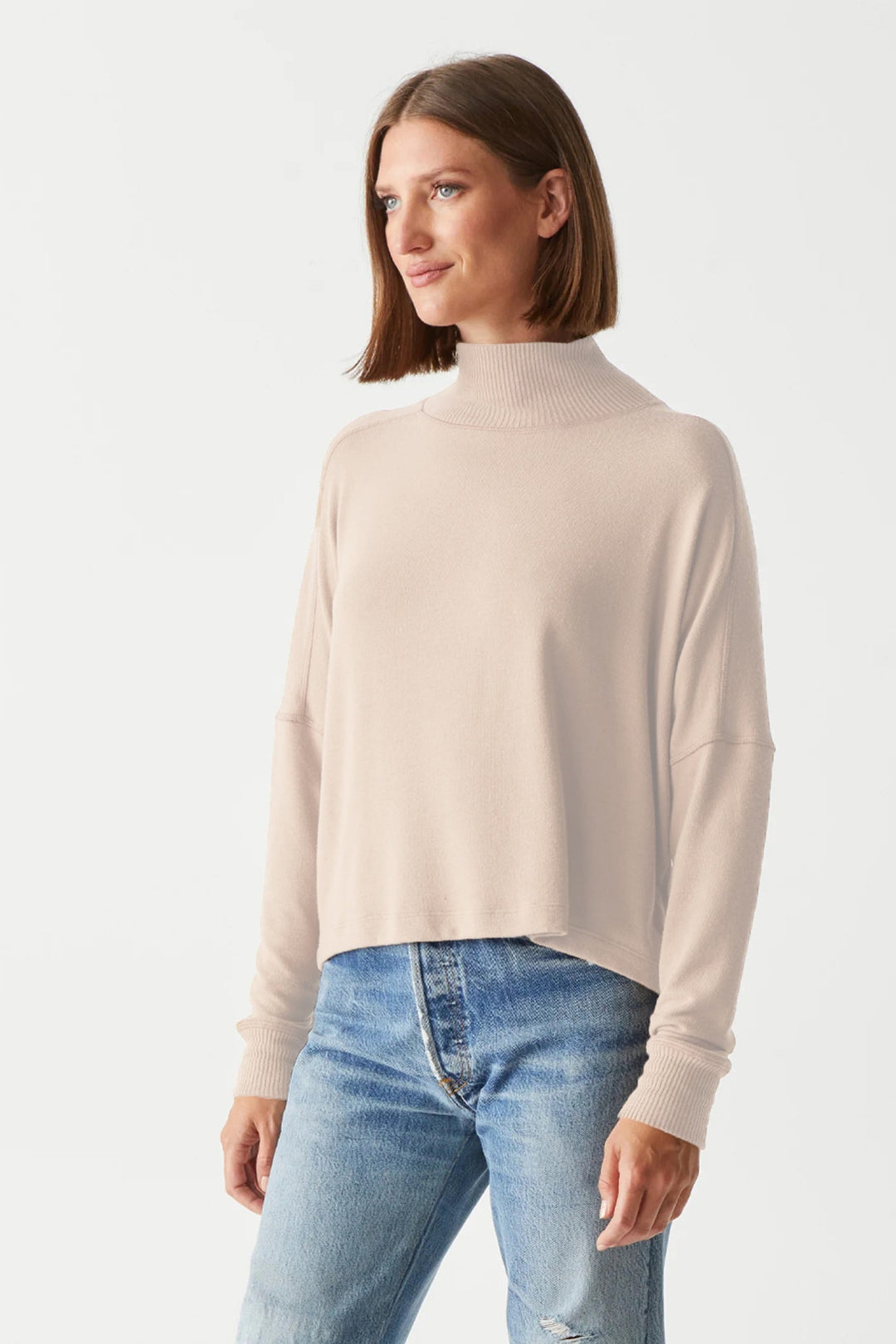 Frida Mock Neck Top Chalk