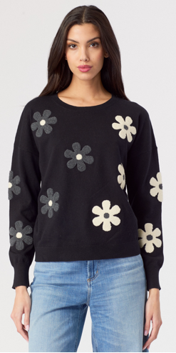 Floral Crewneck Black