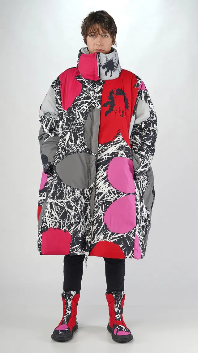 Long Funky Puffer Coat Multicolor