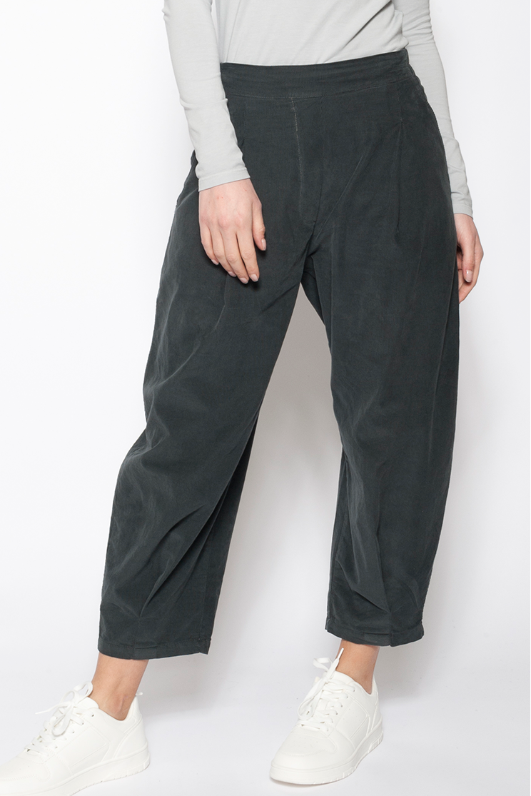 Needlecord Tulip Shape Trousers in Anthracite
