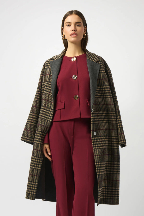 Wool Blend Plaid Double-Faced Coat