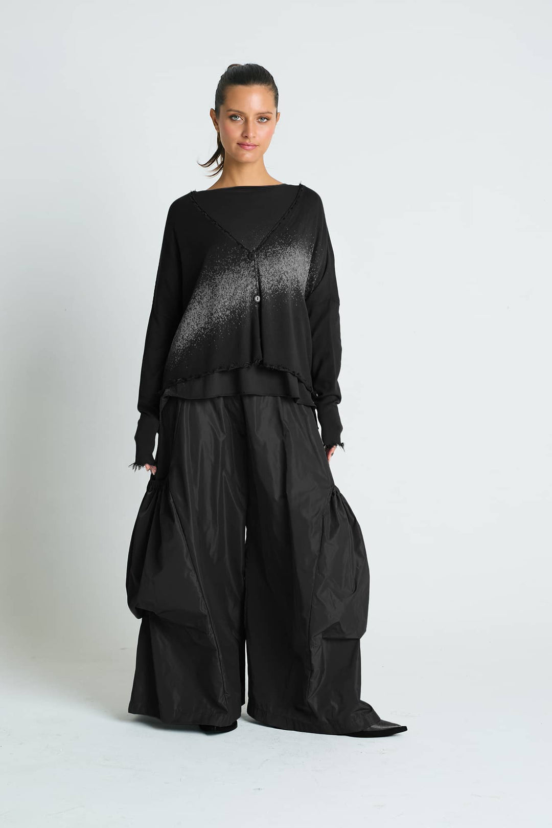 Bleached Cardigan Black