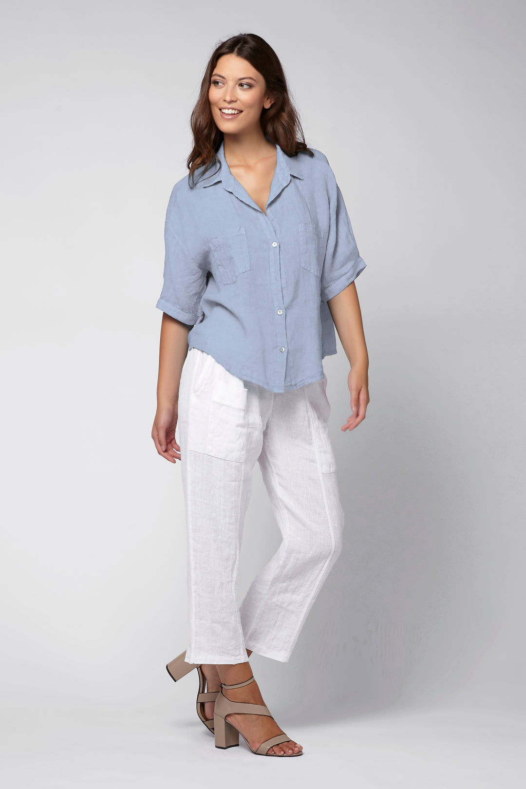 Linen Camp Shirt Sky