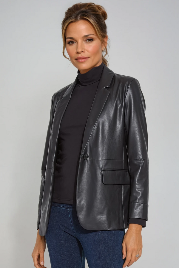 Versatile Vegan Leather Blazer