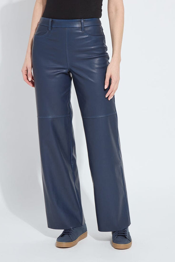 Cortina Hi Waist Vegan Leather Pant Deep Blue