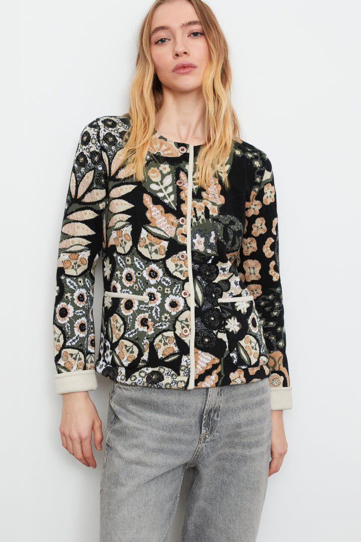 Abstract Print Sweater Black