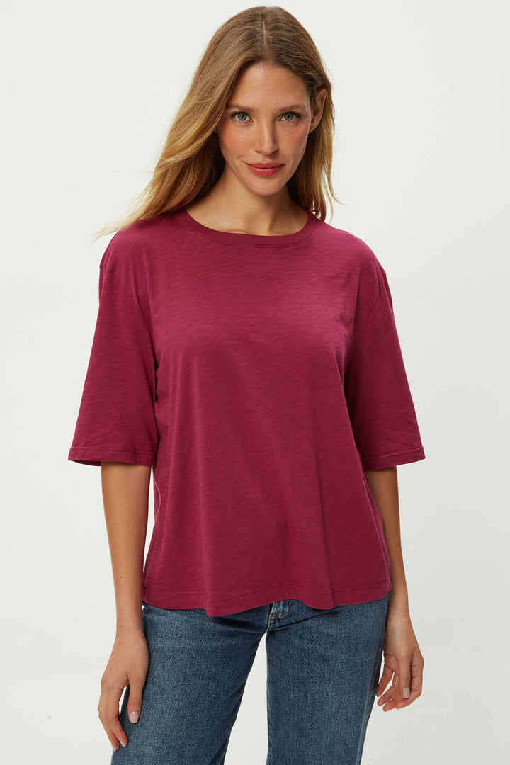 Reid Oversized Crew in Ruby