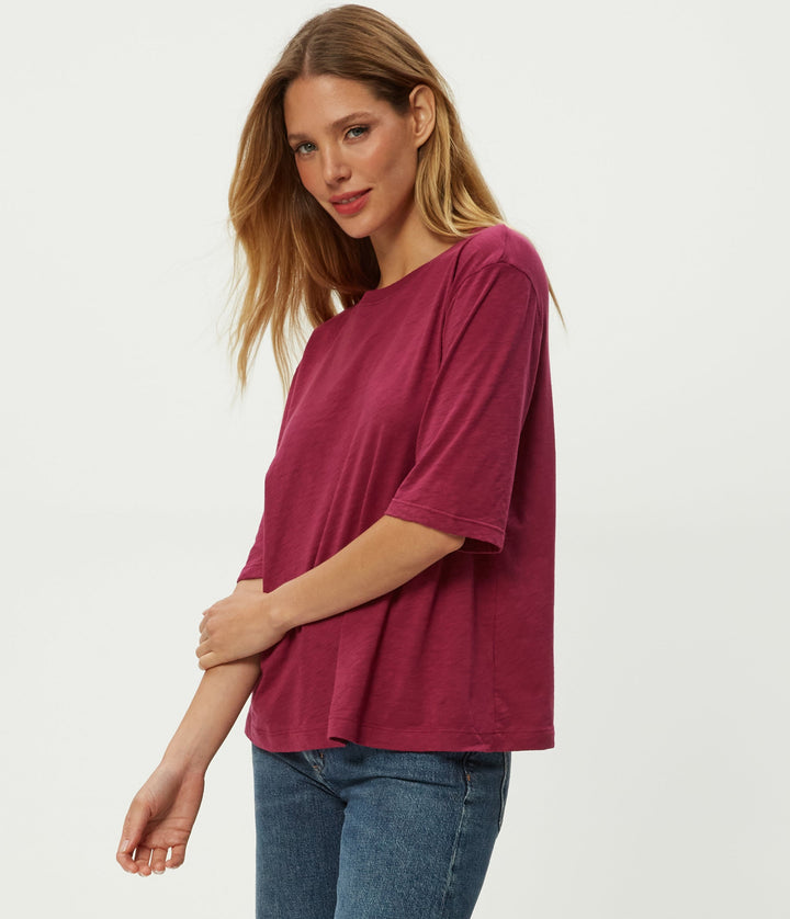 Reid Oversized Crew in Ruby