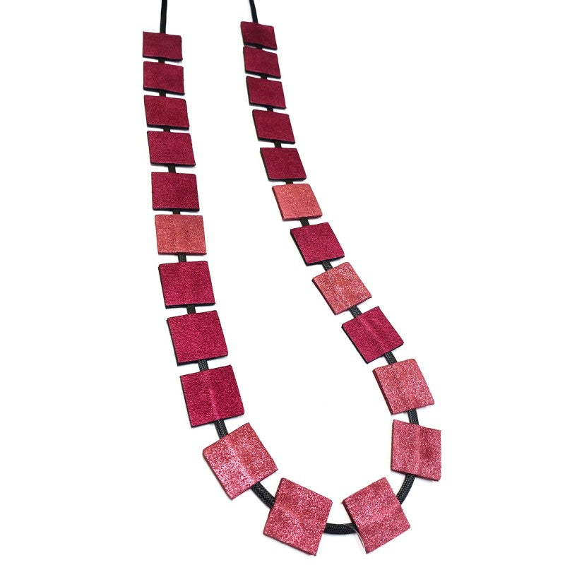 7pm Leather Double Side Necklace in Ombre Magenta