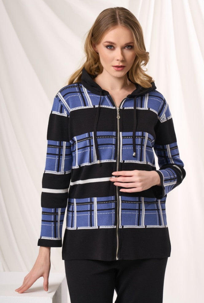 Zip Plaid Jacket Black