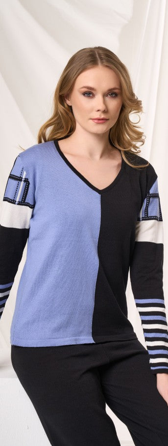 V-Neck Stripe Sweater