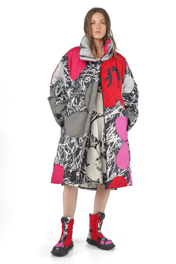 Long Funky Puffer Coat Multicolor