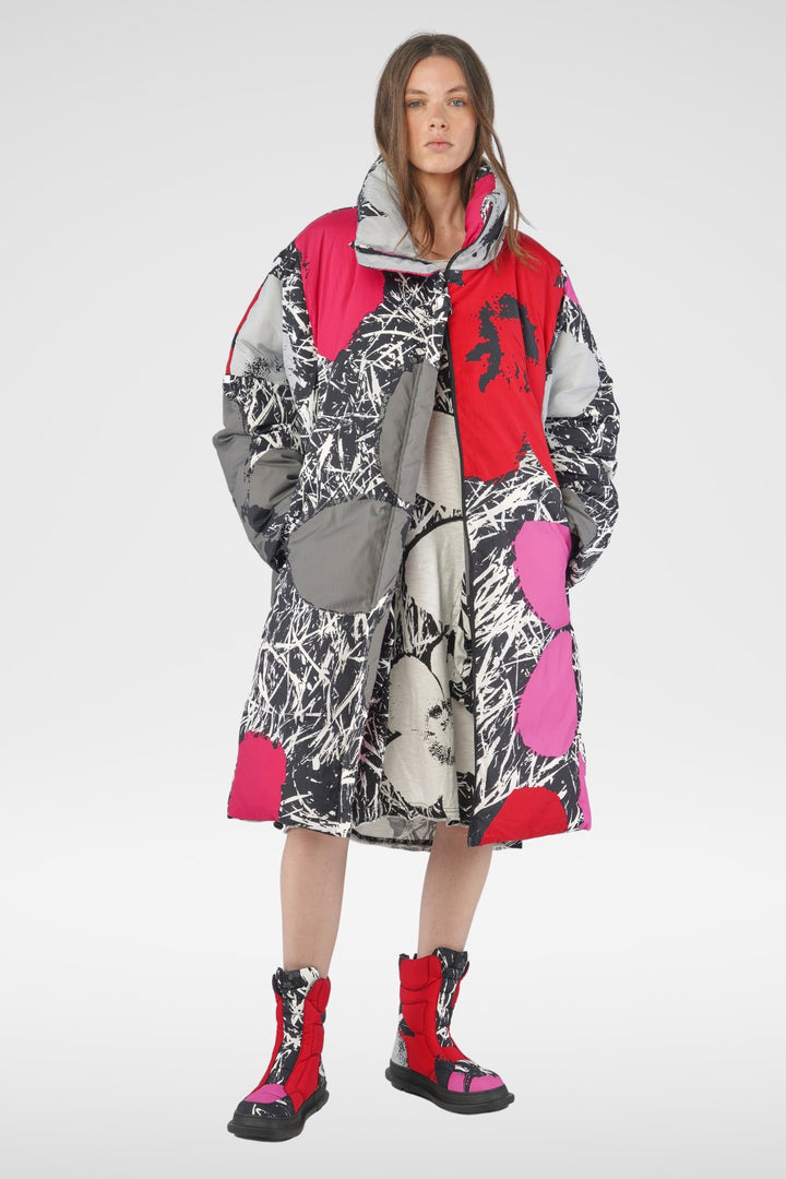 Long Funky Puffer Coat Multicolor