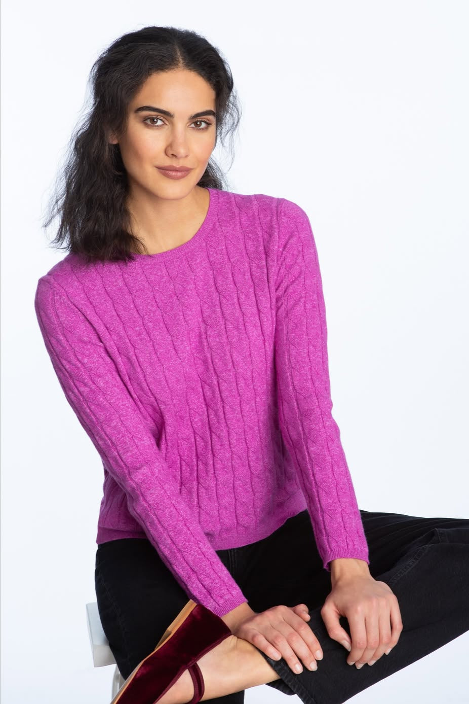Mini-Cable Sweater in Orchid