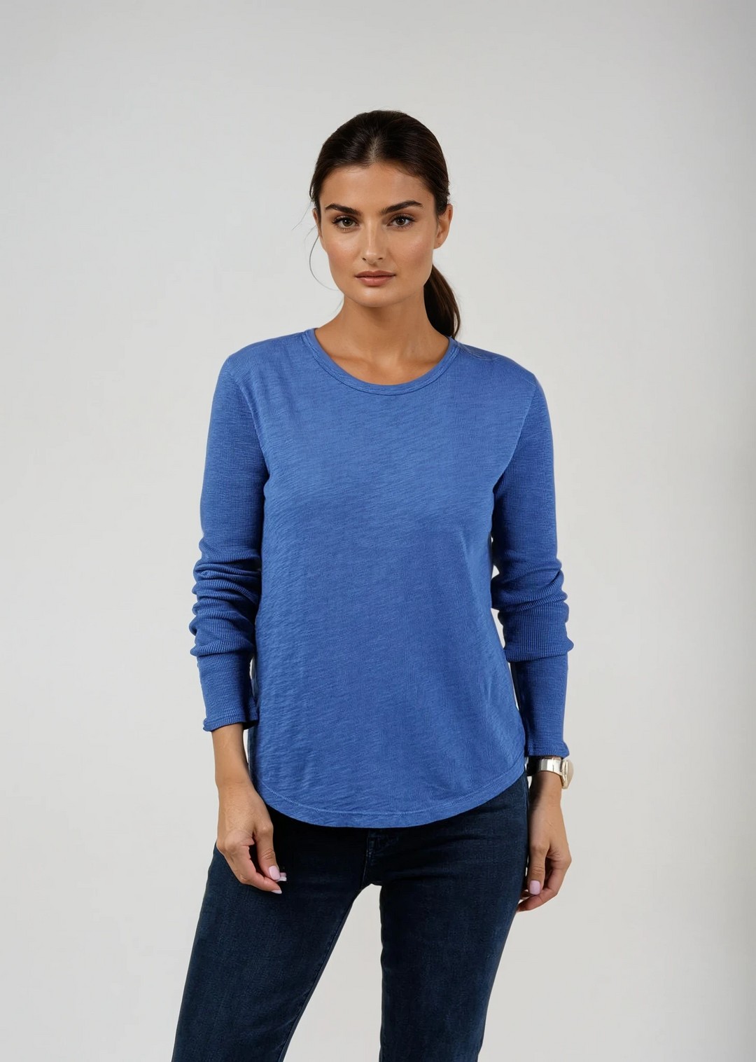 Garment Dyed Long Sleeve Tee in Lapis