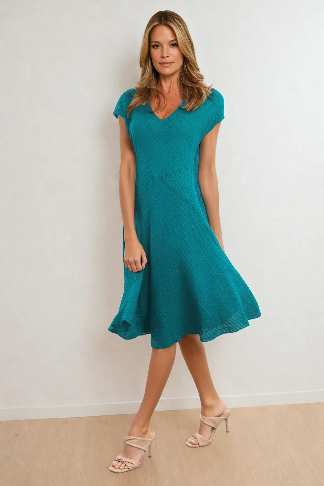 Linen Short Sleeve Seersucker Dress