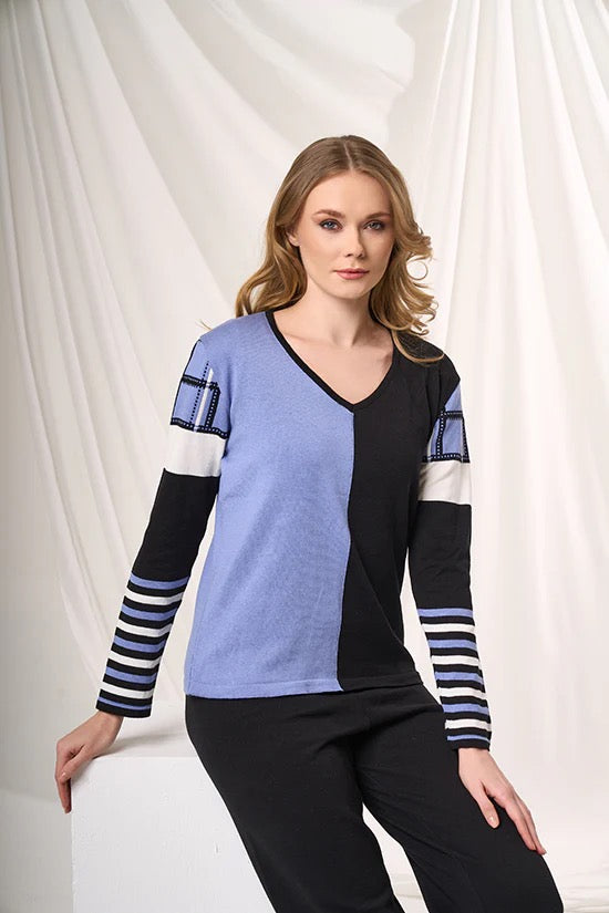 V-Neck Stripe Sweater