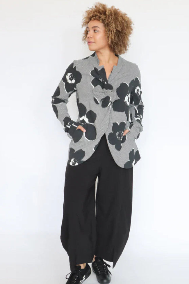 Flower Print Jacket Black