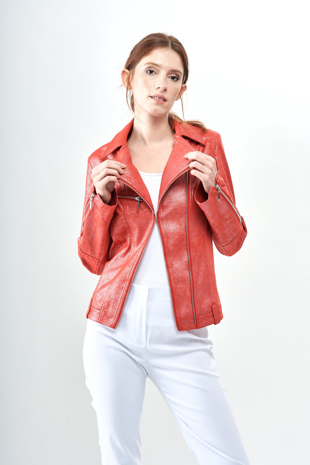 Vegan leather Moto Jacket Red