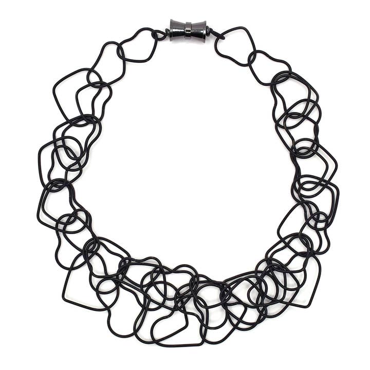 Heart Shaped Chunky Black Necklace