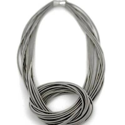 Pianowire Large Knot Silver Necklace