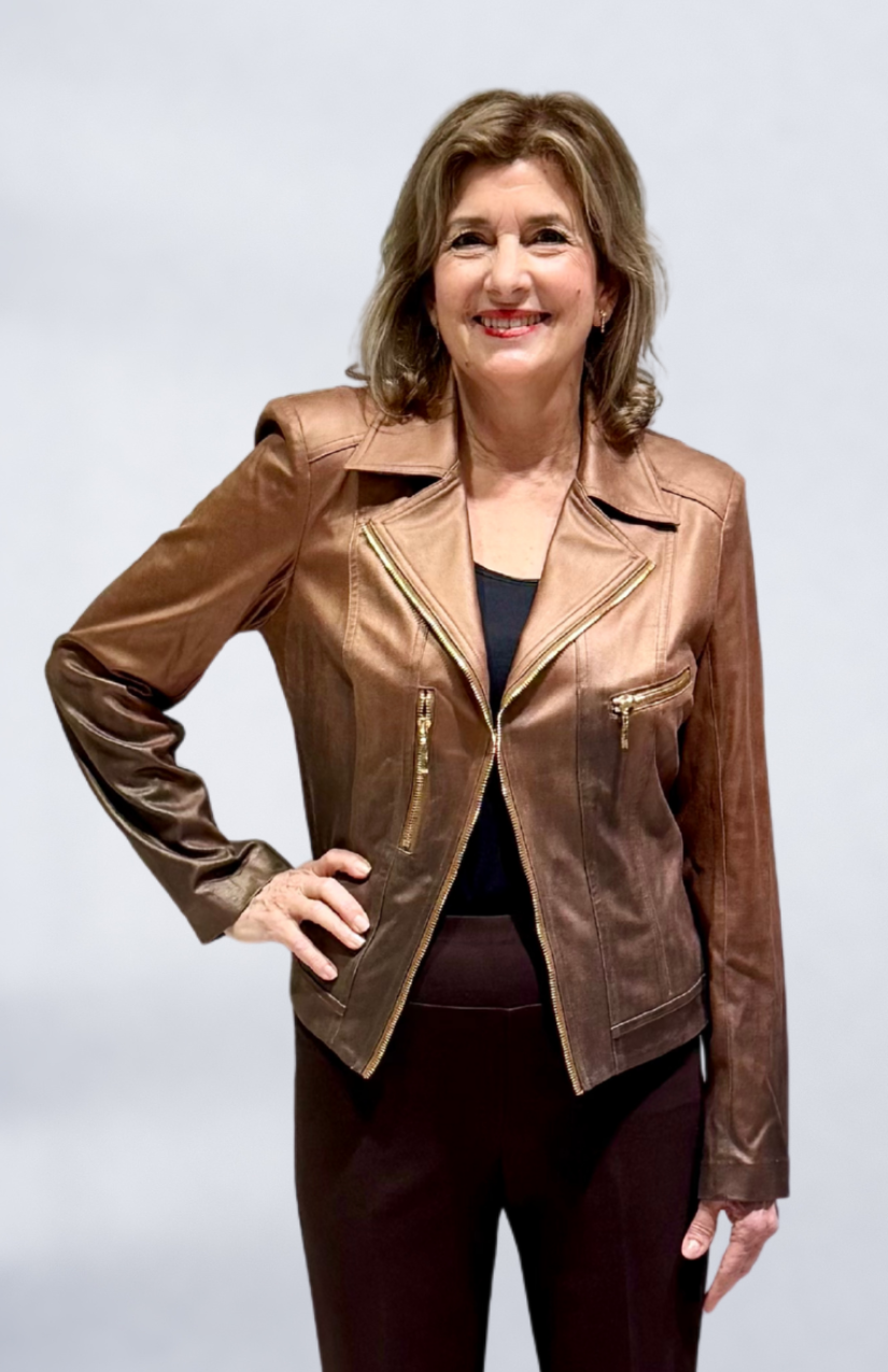 Vegan Leather Jacket Liquid Brown