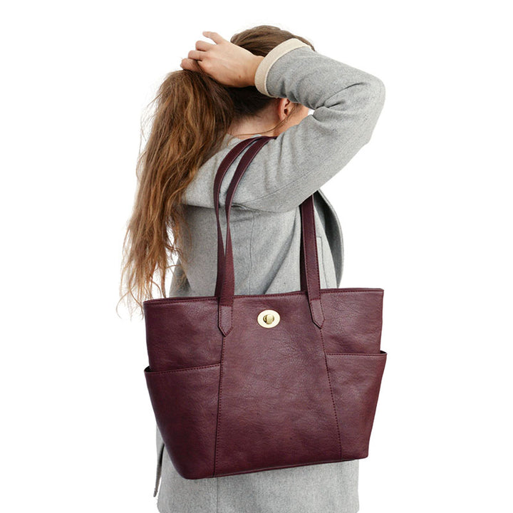 Judy Turn Lock Tote Bordeaux