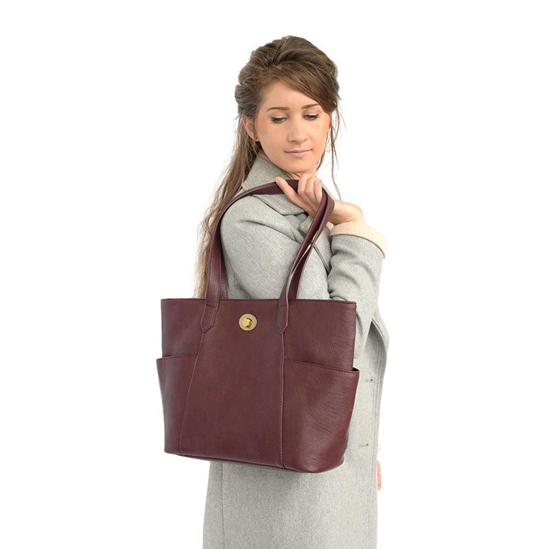Judy Turn Lock Tote Bordeaux