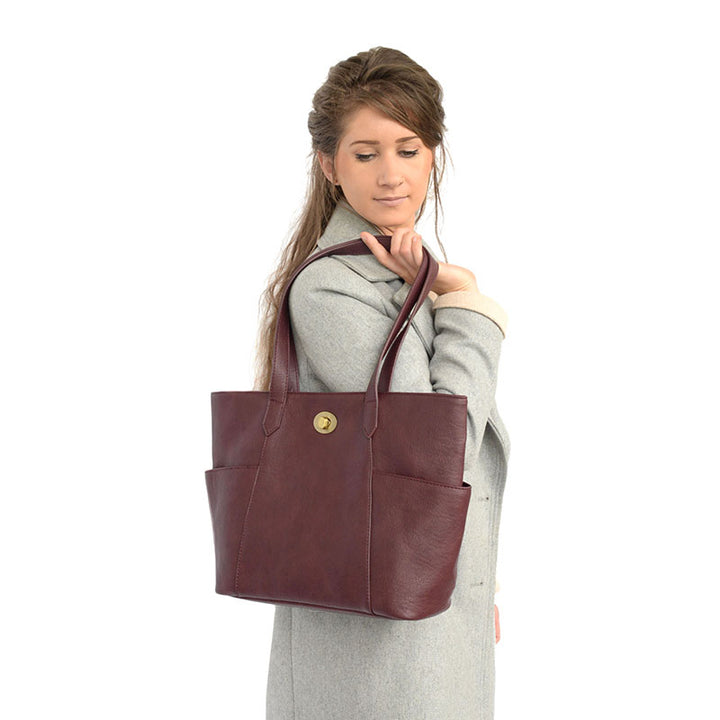 Judy Turn Lock Tote Bordeaux