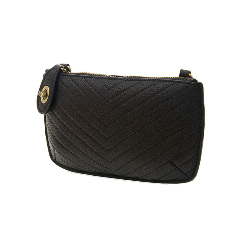 Quilted Mini Crossbody Wristlet Clutch Black