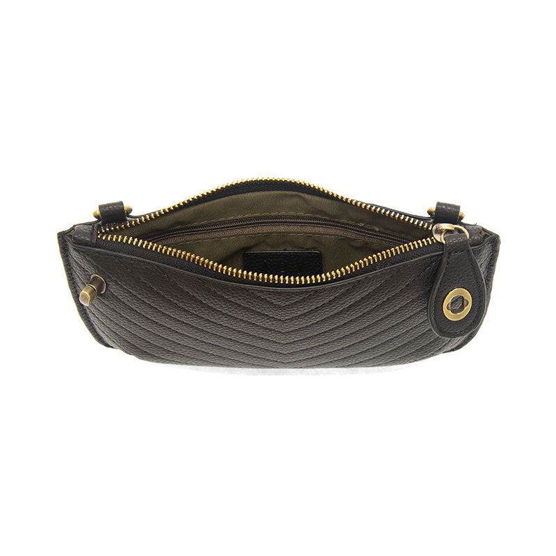 Quilted Mini Crossbody Wristlet Clutch Black