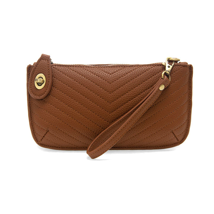 Quilted Mini Crossbody Wristlet Clutch Caramel