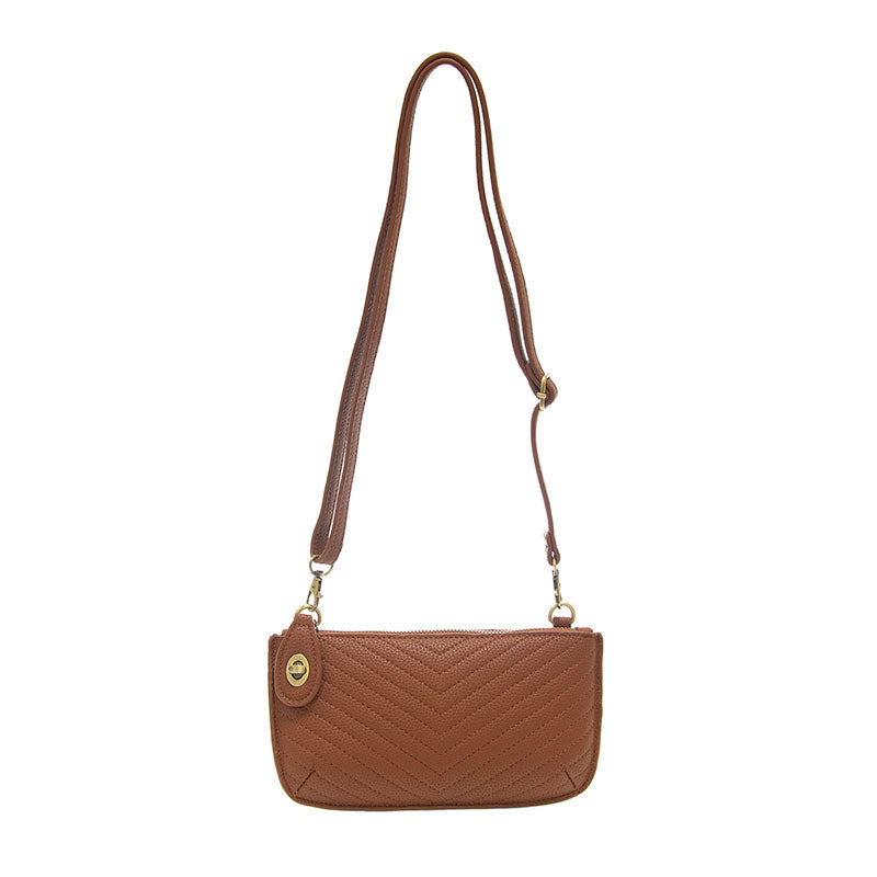 Quilted Mini Crossbody Wristlet Clutch Caramel