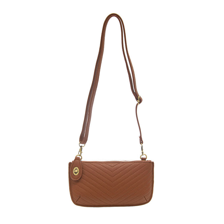 Quilted Mini Crossbody Wristlet Clutch Caramel