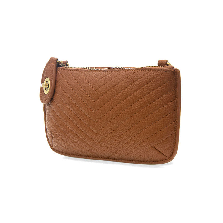 Quilted Mini Crossbody Wristlet Clutch Caramel
