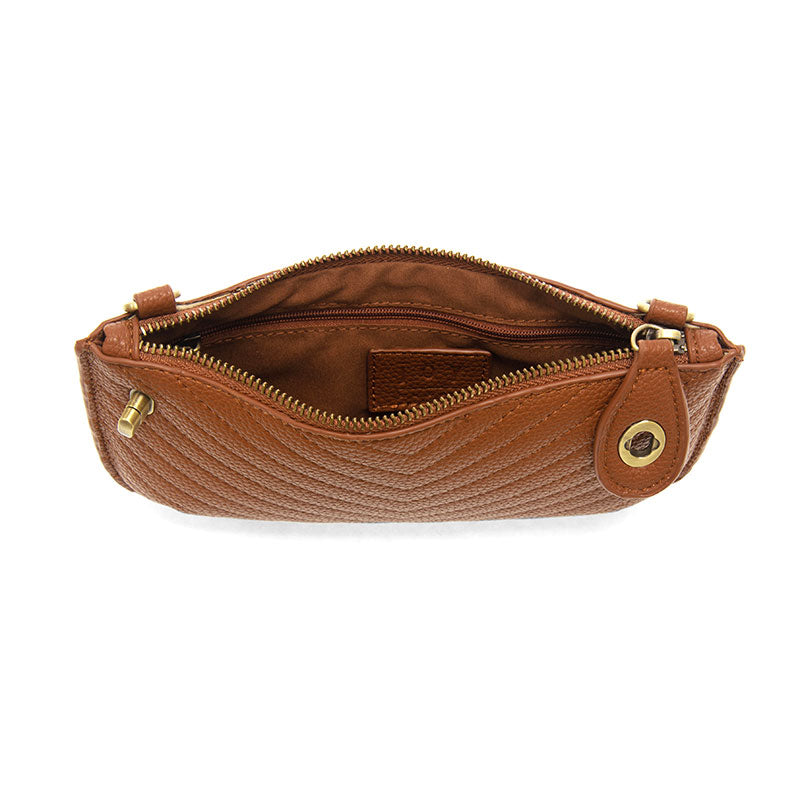 Quilted Mini Crossbody Wristlet Clutch Caramel