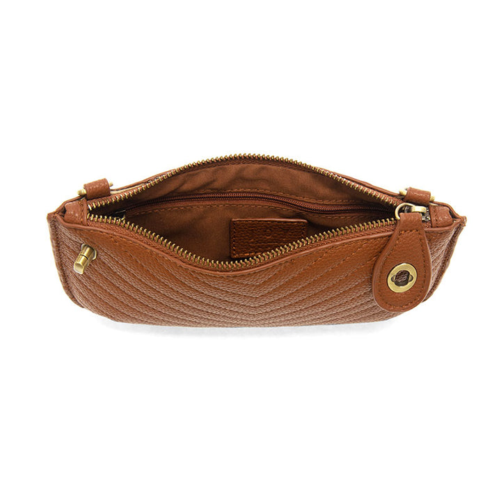 Quilted Mini Crossbody Wristlet Clutch Caramel