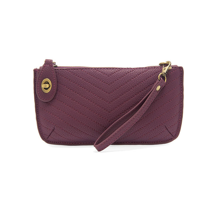 Quilted Mini Crossbody Wristlet Clutch Plum