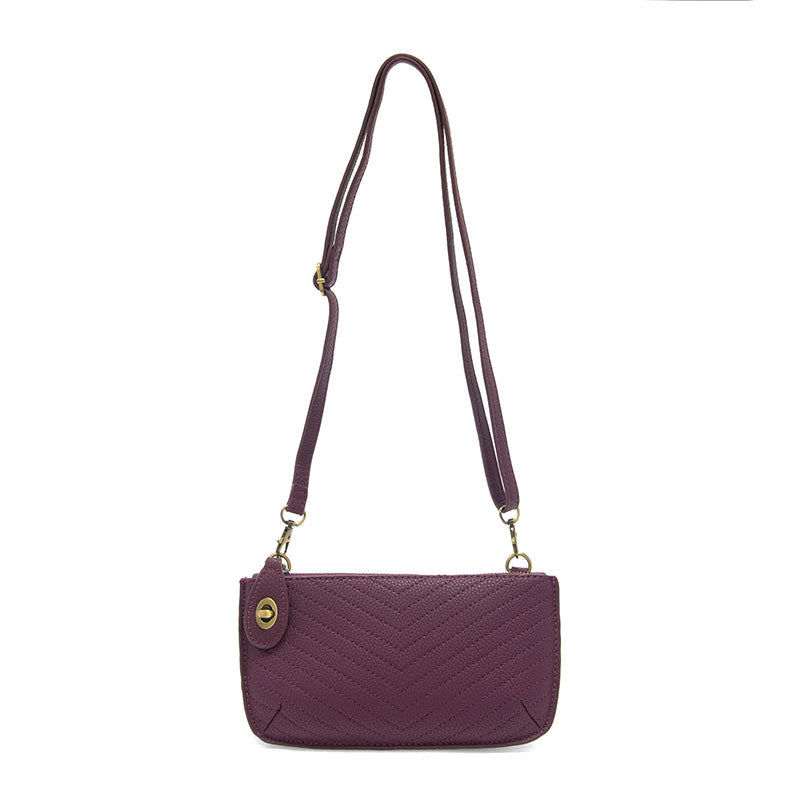 Quilted Mini Crossbody Wristlet Clutch Plum