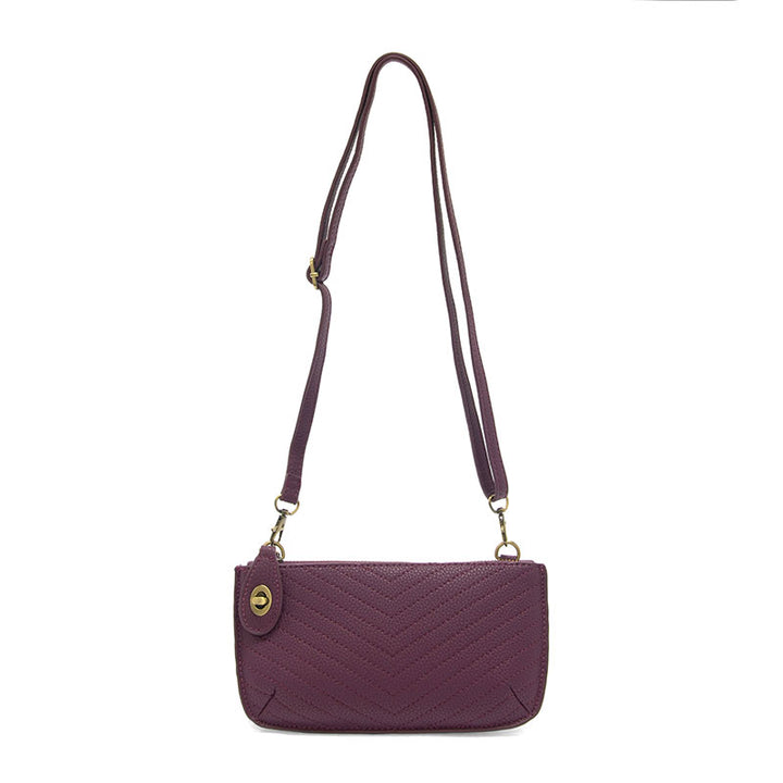 Quilted Mini Crossbody Wristlet Clutch Plum