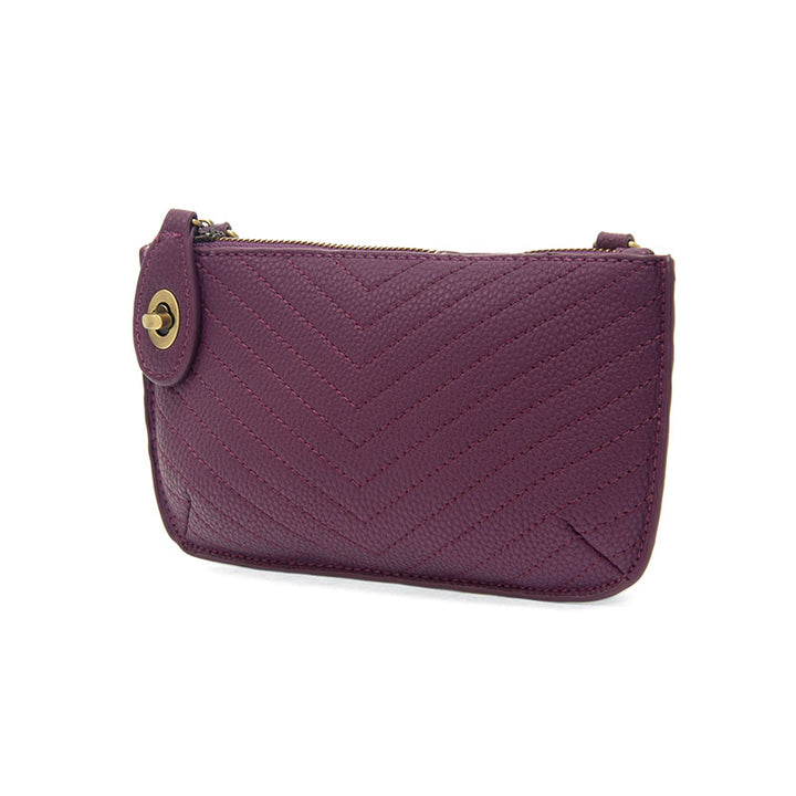 Quilted Mini Crossbody Wristlet Clutch Plum