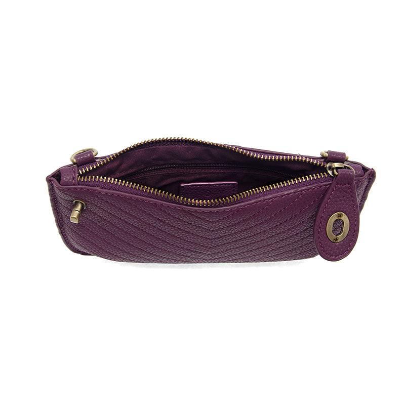 Quilted Mini Crossbody Wristlet Clutch Plum