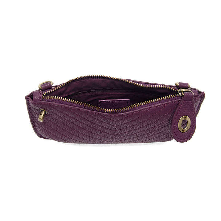 Quilted Mini Crossbody Wristlet Clutch Plum