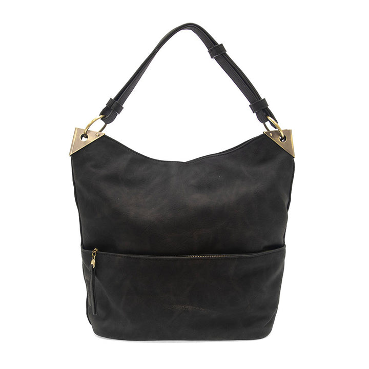 Darcy Zip Front Pocket Bucket Bag Black