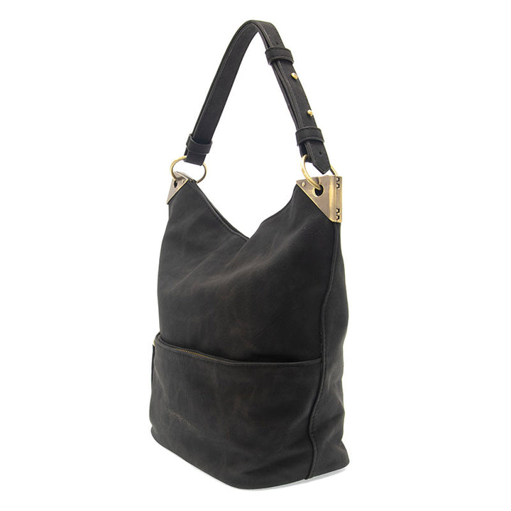 Darcy Zip Front Pocket Bucket Bag Black