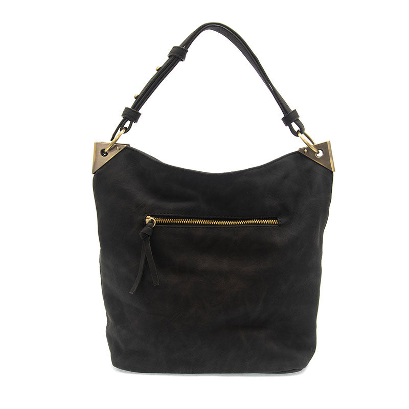 Darcy Zip Front Pocket Bucket Bag Black