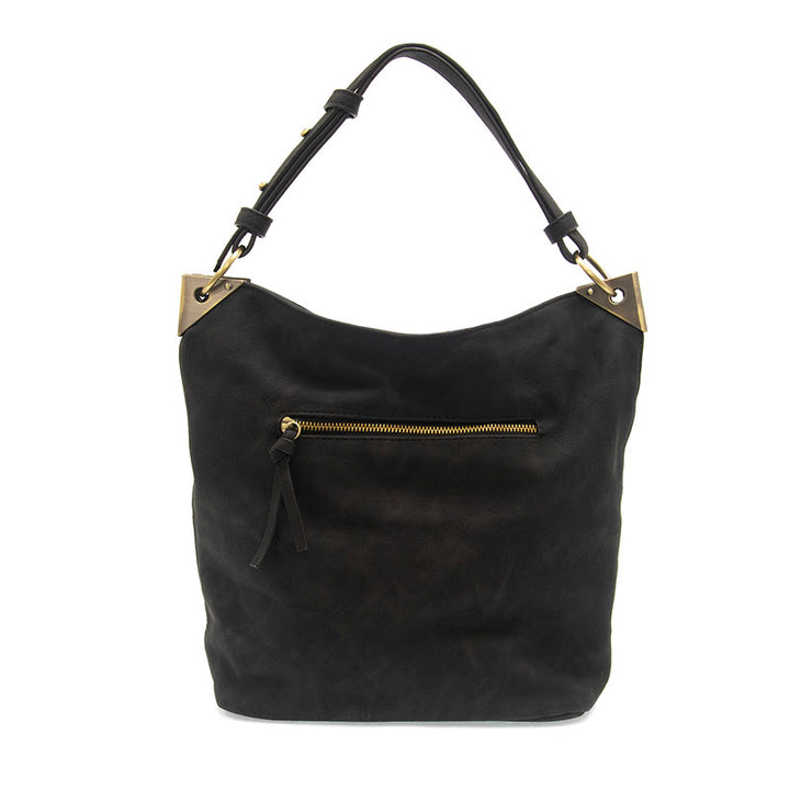 Darcy Zip Front Pocket Bucket Bag Black