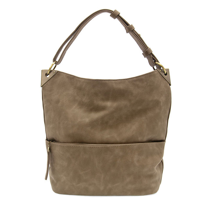 Darcy Zip Front Pocket Bucket Bag Taupe