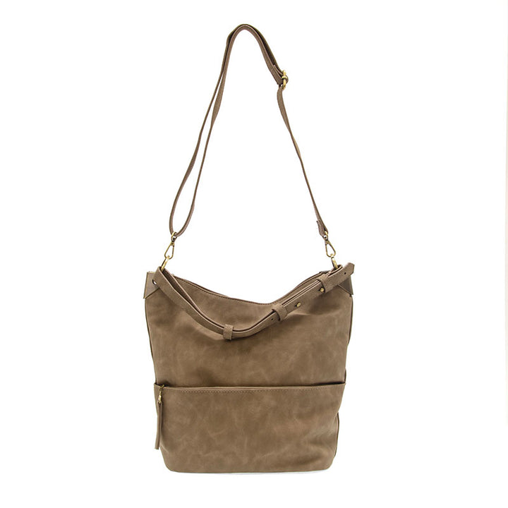 Darcy Zip Front Pocket Bucket Bag Taupe